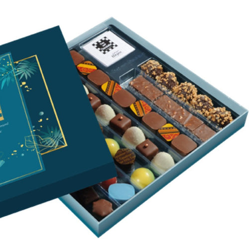 Grande boîte de chocolats artisanaux haut de gamme 480g "Élégance" Guisabel® fabriqué en 🇫🇷