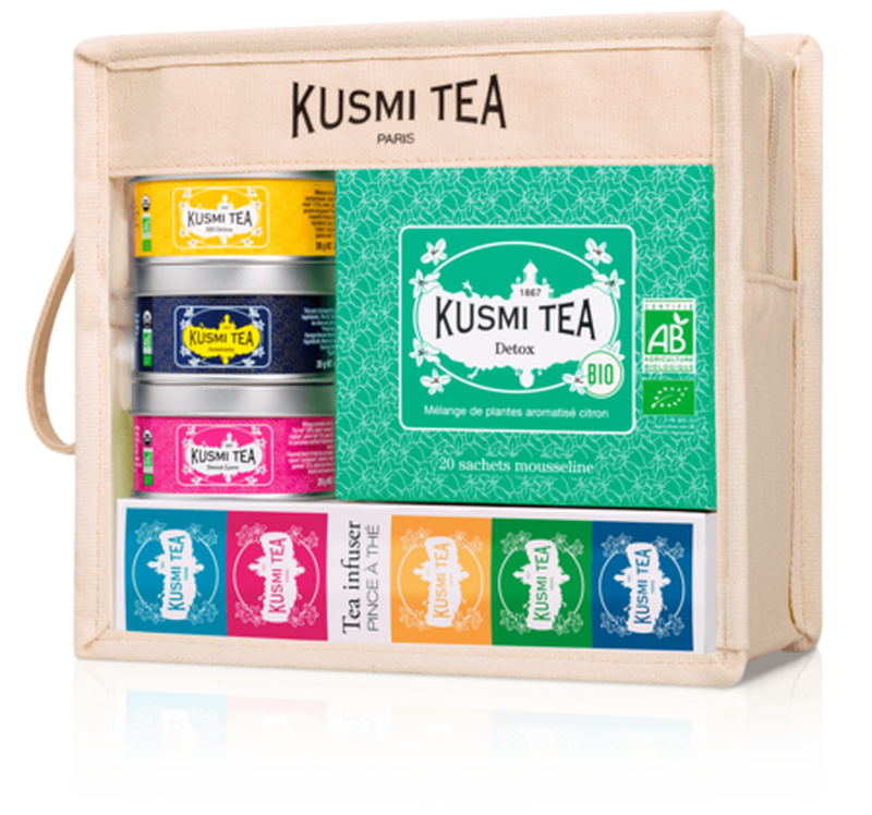 Trousse de 3 miniatures et de 20 sachet de thé Detox + pince à thé Kusmi Tea®