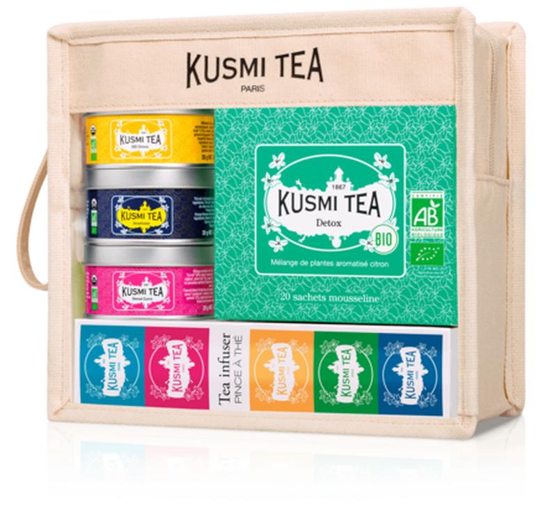 Trousse de 3 miniatures et de 20 sachet de thé Detox + pince à thé Kusmi Tea®