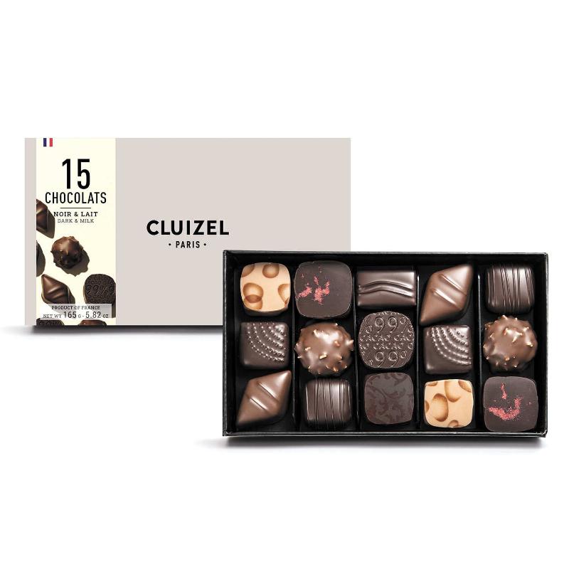 Coffret de 15 chocolats noir & lait premium CLUIZEL®