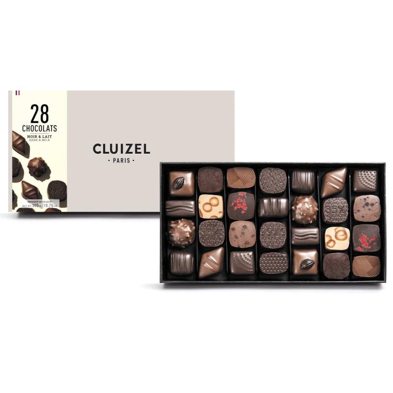Coffret de 28 chocolats noir & lait CLUIZEL®
