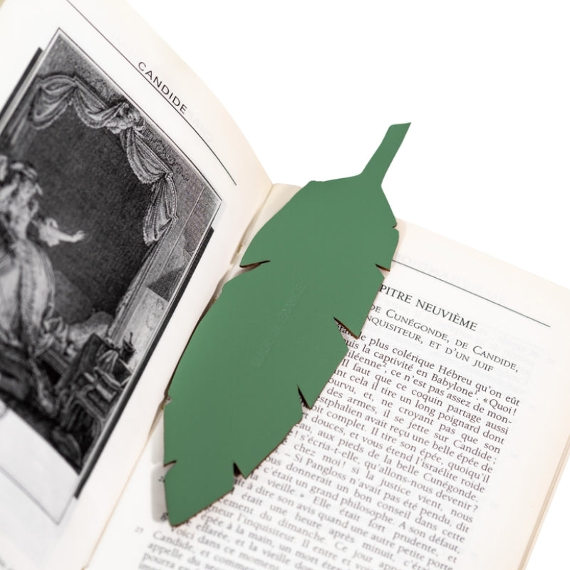 Marque-page en cuir recyclé "Plume" personnalisable fabrication France 🇫🇷