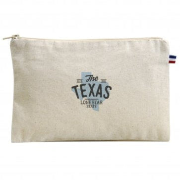 Grande trousse plate zippée en coton bio écru personnalisable fabrication France 🇫🇷