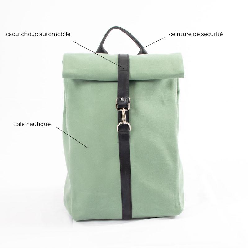 Sac à dos rolltop en toile upcyclée ♻️
