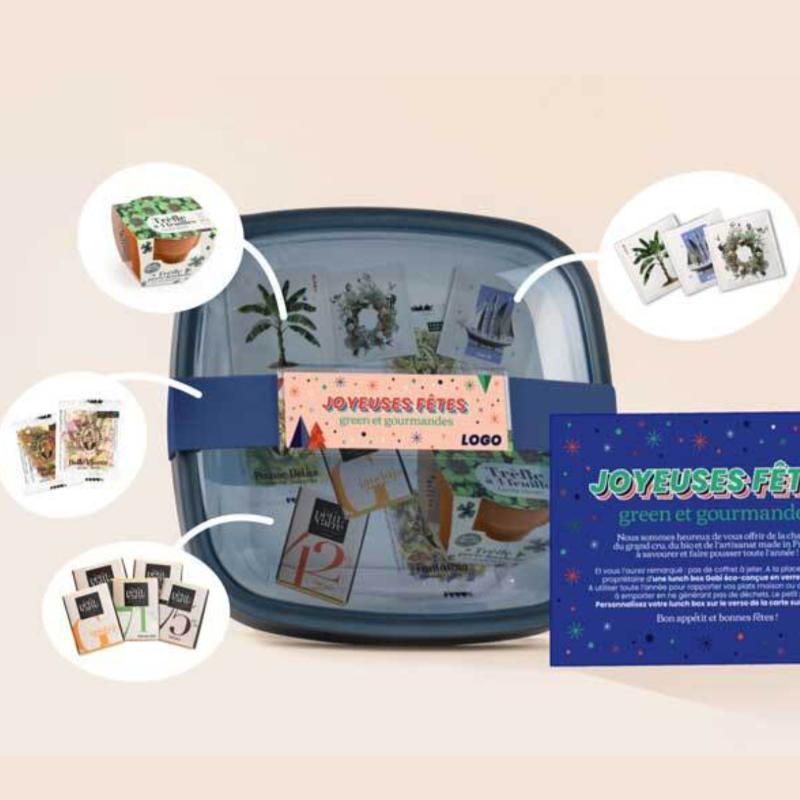 Lunchbox personnalisée garnie avec 4 cadeaux au choix