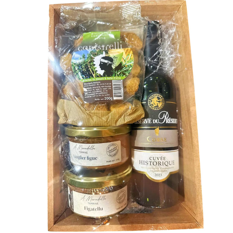 Coffret Corse terrines, canistrellis et vin rouge "U Spuntinu" Casabianca®