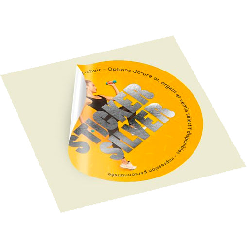 Sticker personnalisé (impression quadri) collé sur vos boîtes ou produits