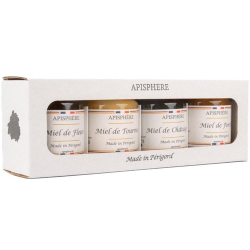 Coffret 4 miels du Périgord Apisphère® fabrication France 🇫🇷