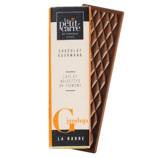 Barre de chocolat 10g Gianduja sur carte personnalisée Le Petit Carré de Chocolat®