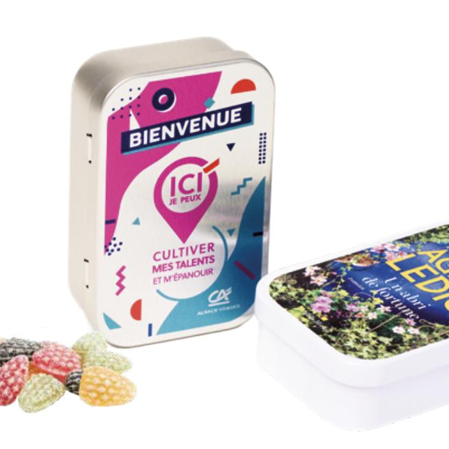Boîte de bonbons des Vosges en métal personnalisable - Le Cadeau Français