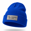 Bonnet en acrylique tissage jacquard colori au choix patch cuir personnalisable 🇫🇷