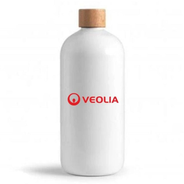 Gourde bubu en plastique recyclé blanche 75 cl personnalisée VEOLIA - Le Cadeau Français
