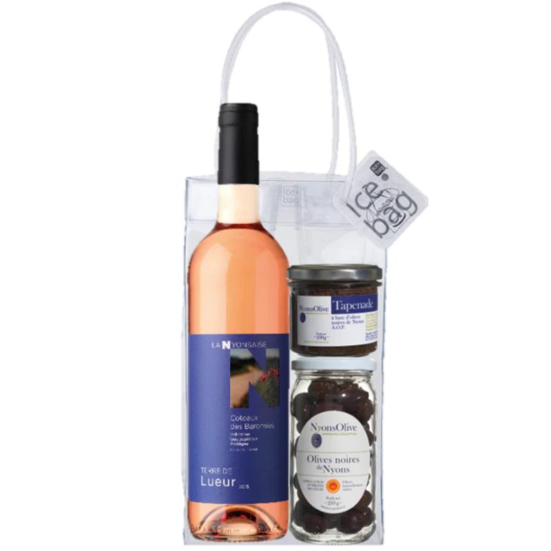 Pack Apéritif Olives Nyons AOP et Vin Rosé 75 cl
