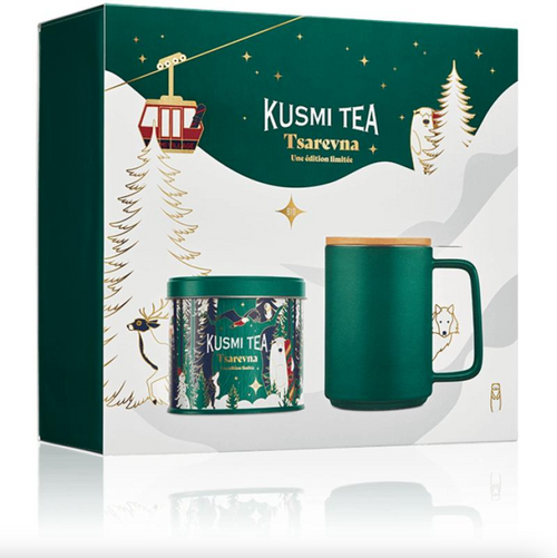 Coffret Tsarevna thé noir aromatisé 120g avec tisanière 36 cl Kusmi Tea® fabrication France 🇫🇷