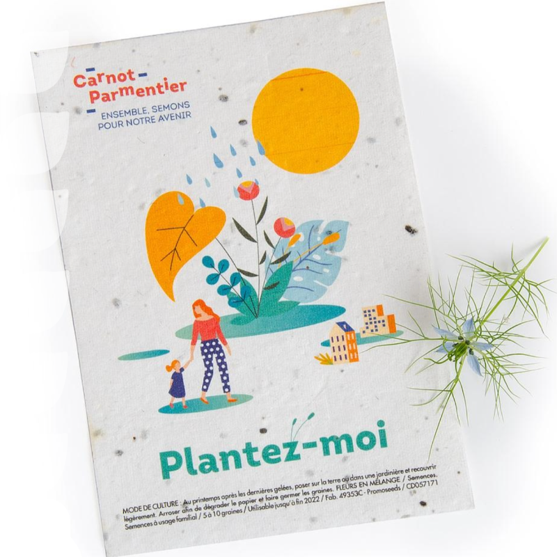 Carte en papier ensemencé A5 personnalisée fabrication France 🇫🇷