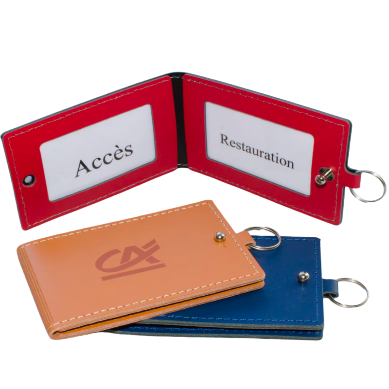 Double porte-badge en cuir recyclé ♻️ personnalisé fabrication France 🇫🇷