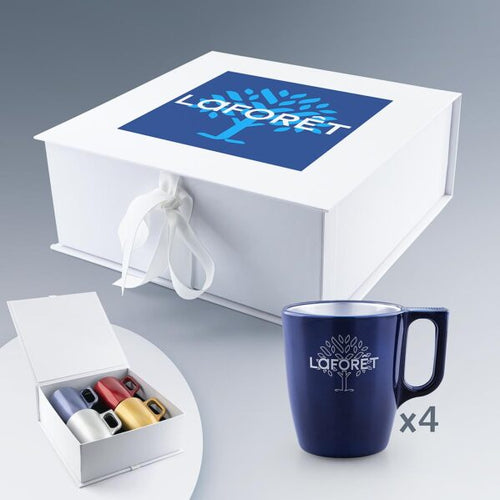 Coffret 4 Mugs 25 cl en Verre Luminarc® personnalisés fabrication France 🇫🇷