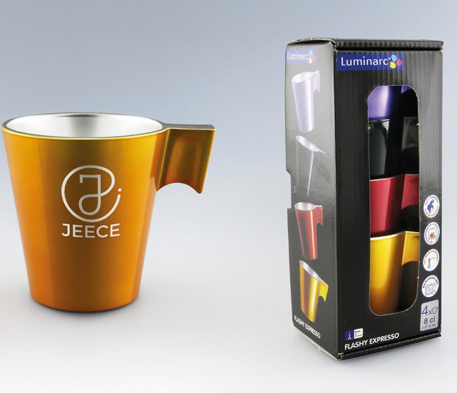 Coffret 4 tasses à expresso en verre 8 cl Luminarc® personnalisés fabrication France 🇫🇷