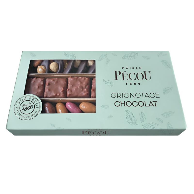 Coffret mendiants rochers et enrobés 220g Maison Pécou® GRIGNOTAGE CHOCOLAT fabrication France 🇫🇷-Le Cadeau Français®