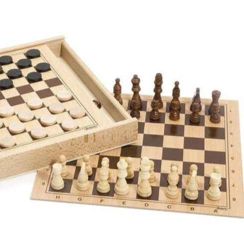 Coffret de jeu de dames et d'échecs personnalisable Made in France Le Cadeau Français
