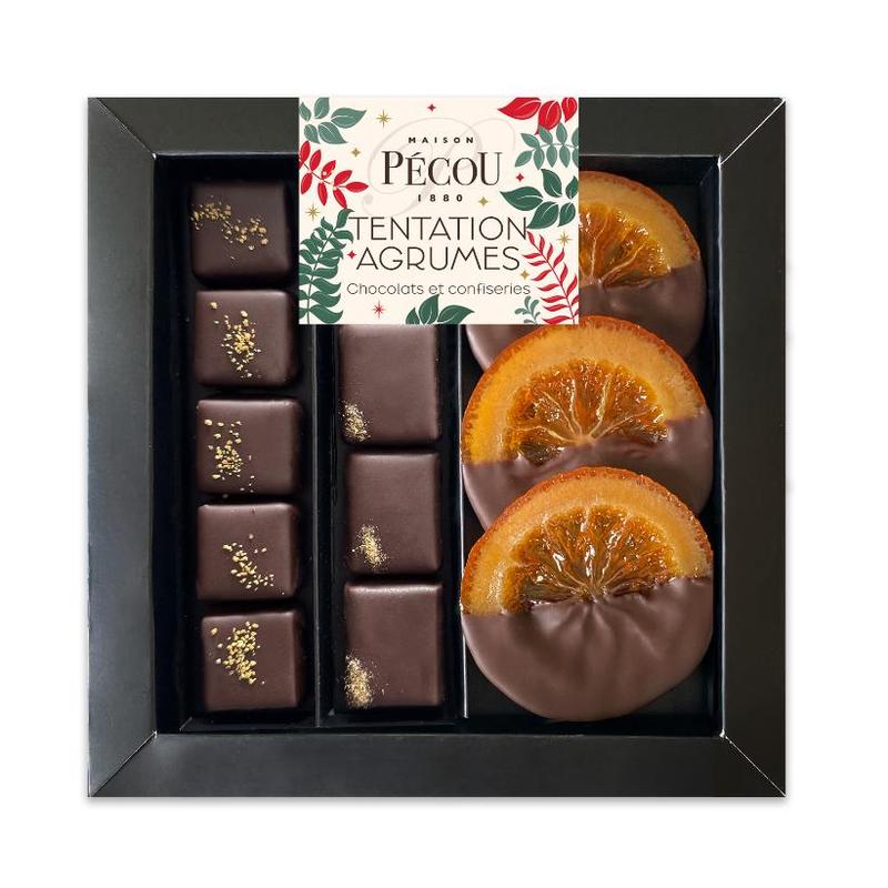 Coffrets chocolats et oranges confites 130g Maison Pécou® TENTATION AGRUMES fabrication France 🇫🇷-Le Cadeau Français®