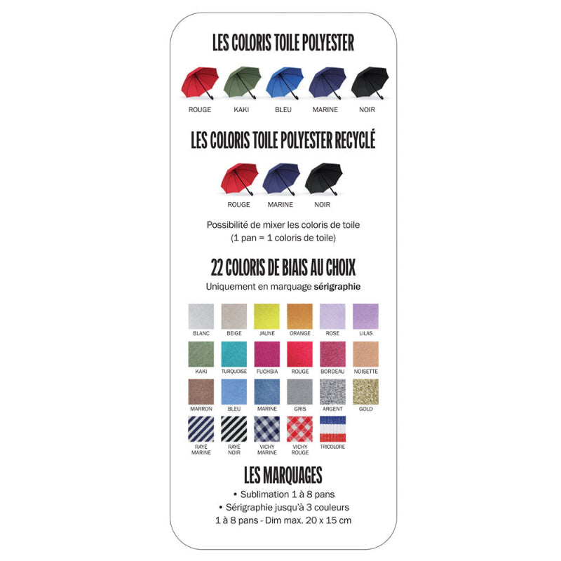 Coloris toile parapluie personnalisable - Le Cadeau Français