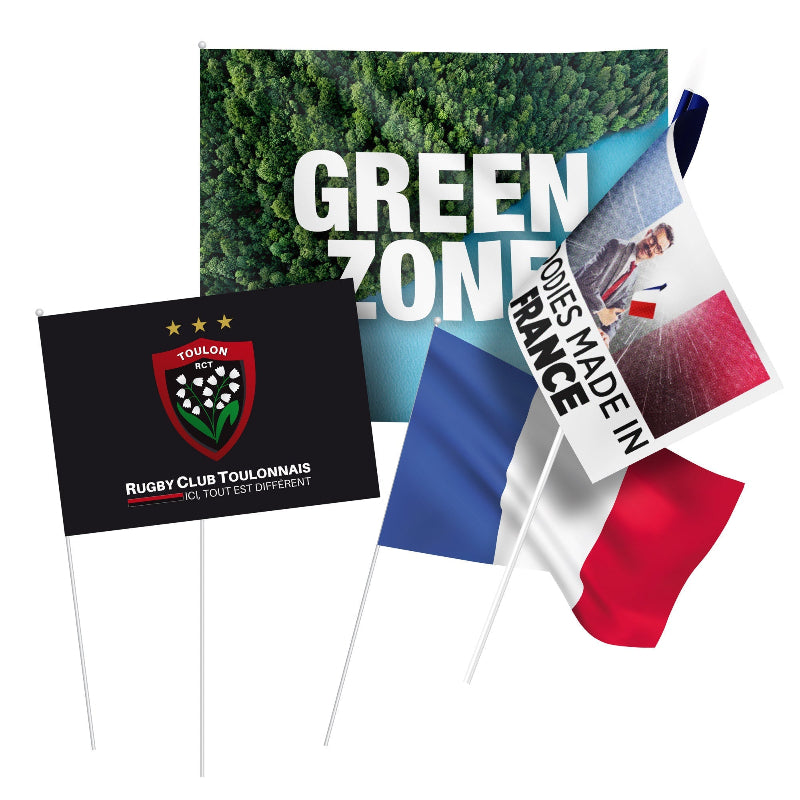 Drapeau en polyester 15 x 10 xm personnalisé (quadrichromie)