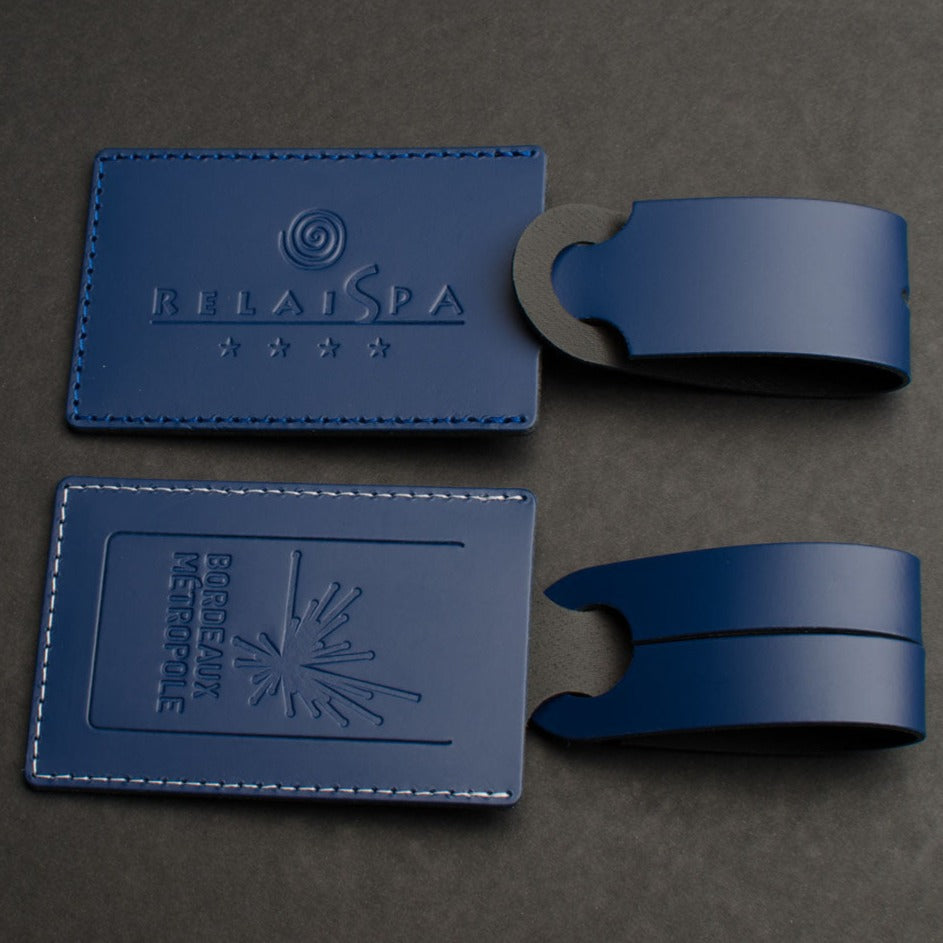 Étiquette à bagage luxe en cuir recyclé ♻️ personnalisée