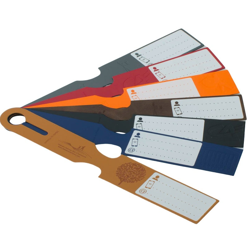 Étiquette à bagage simple en cuir recyclé ♻️ personnalisée