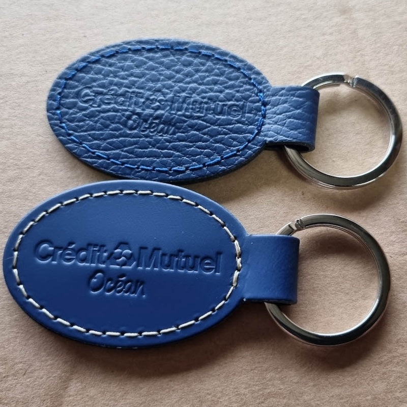 Porte-clés ovale en cuir recyclé ♻️ personnalisé fabrication France 🇫🇷