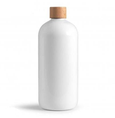 Gourde en plastique recyclé et bois Bubu blanc opaque personnalisable fabrication France