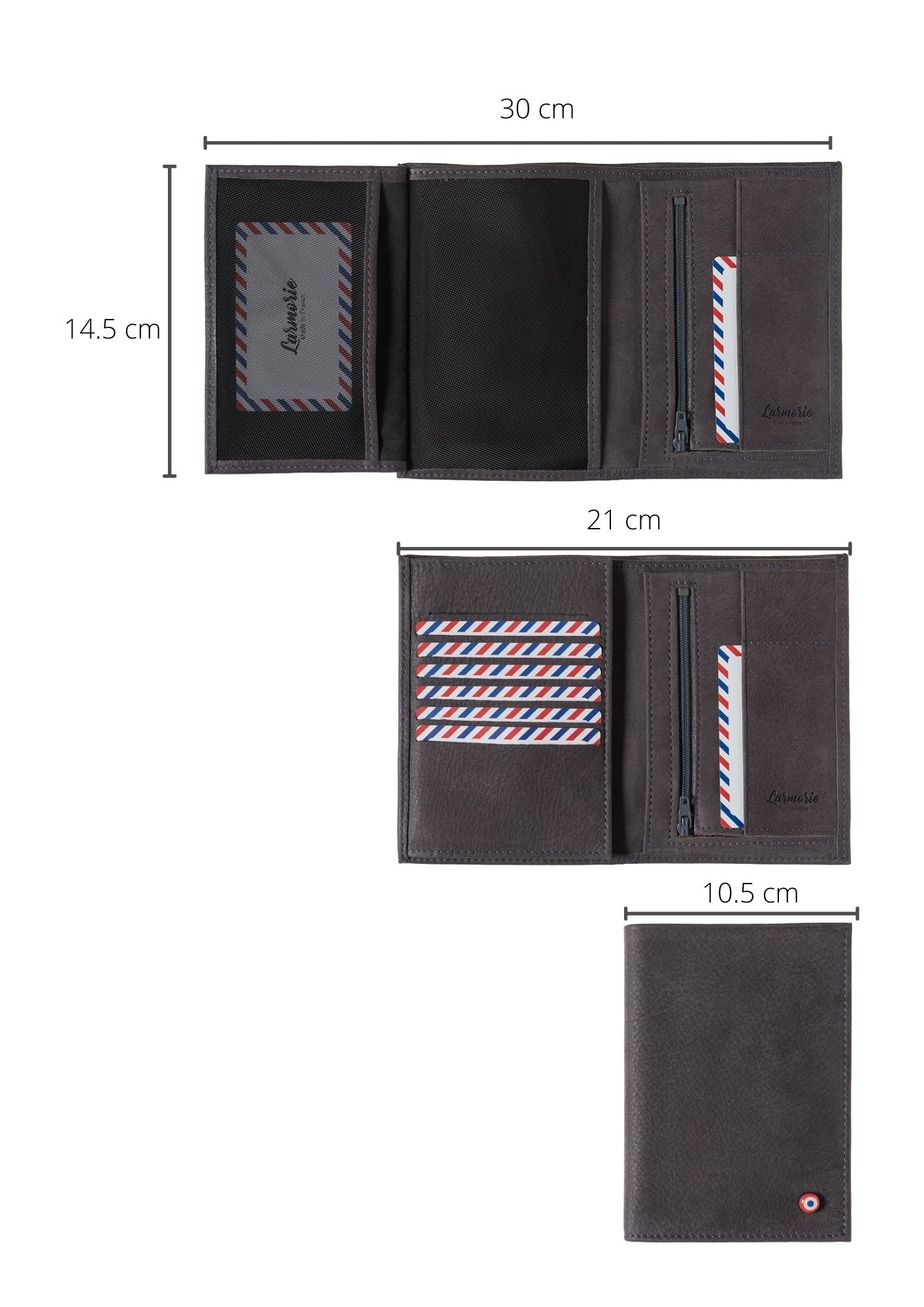 Grand portefeuille ALBERT en cuir grainé Larmorie® Made in France 🇫🇷