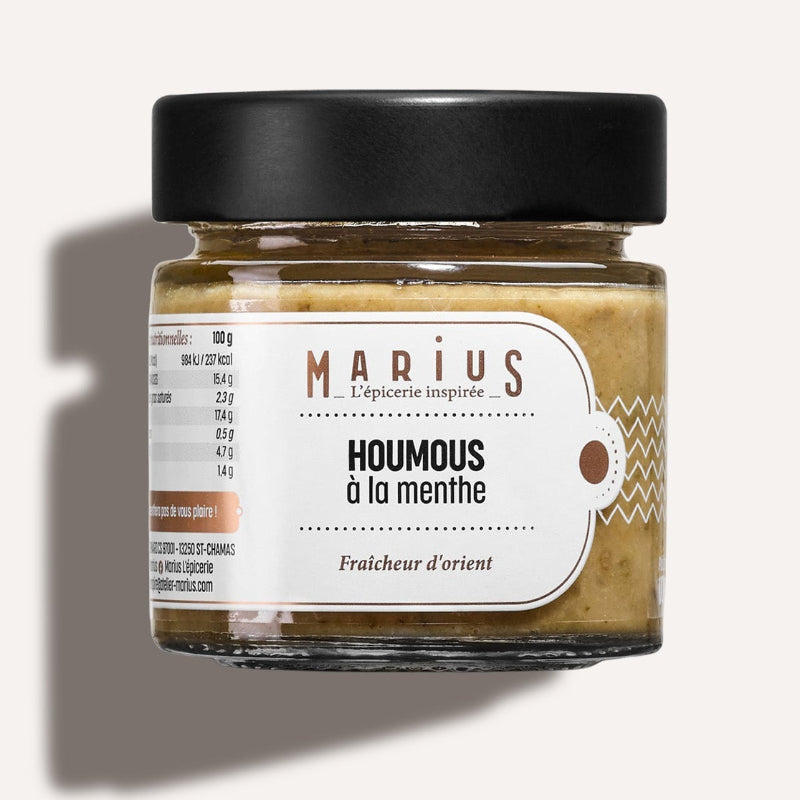 Houmous à la menthe tartinable MARiUS - face du pot 100g