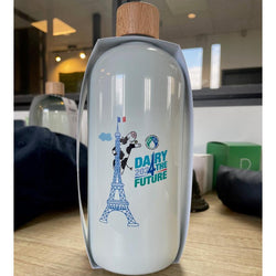 Gourde en plastique recyclé et bois Bubu blanc opaque personnalisable fabrication France