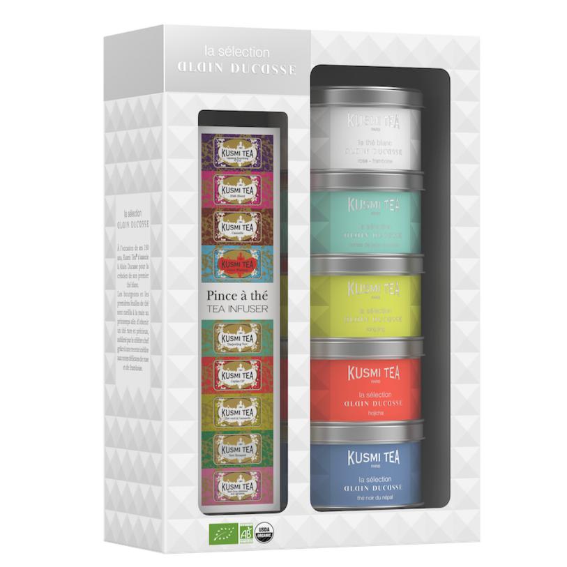 Coffret Sélection Ducasse 5 thés d'exception + pince à thé Kusmi Tea®