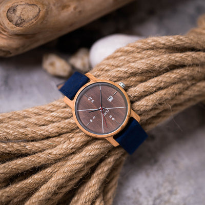 Montre homme en bois et cuir 
