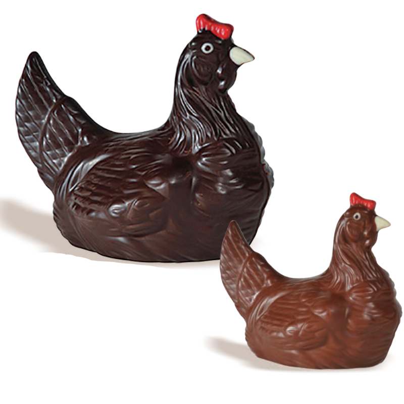 Moulage poule de Pâques chocolat noir ou lait - Le Cadeau Français