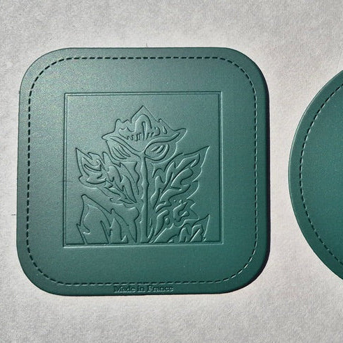 Dessous de verre en cuir recyclé rond personnalisable - Le Cadeau Français