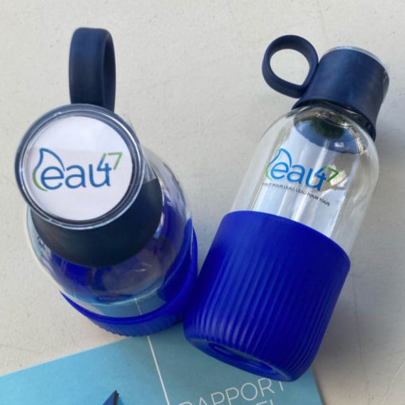 Exemple de personnalisation gourde Gobi street en verre 50 cl Le Cadeau Françaic