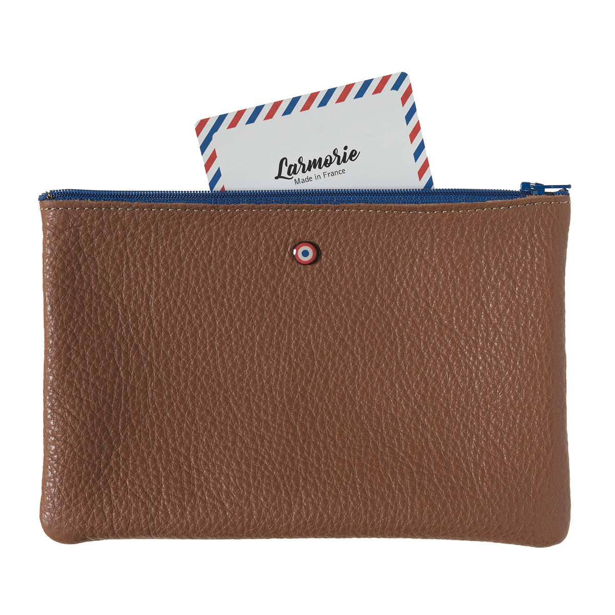 Pochette zippée CAMILLE en cuir de vachette Upcyclé