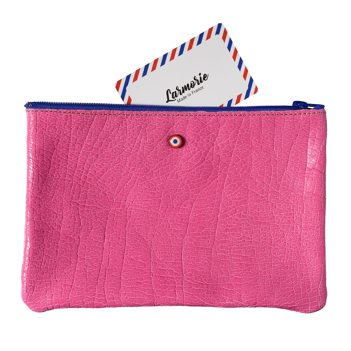 Pochette zippée CAMILLE en cuir de vachette Upcyclé