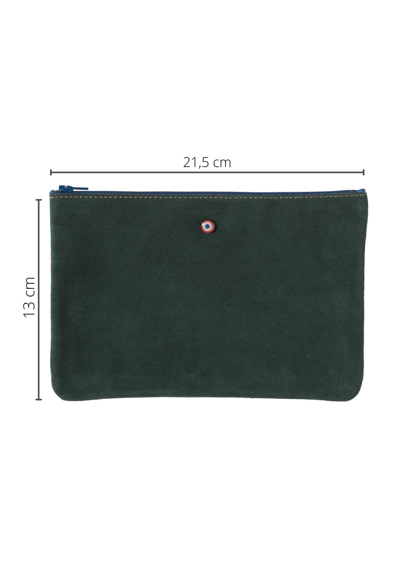 Pochette zippée CAMILLE en cuir de vachette Upcyclé