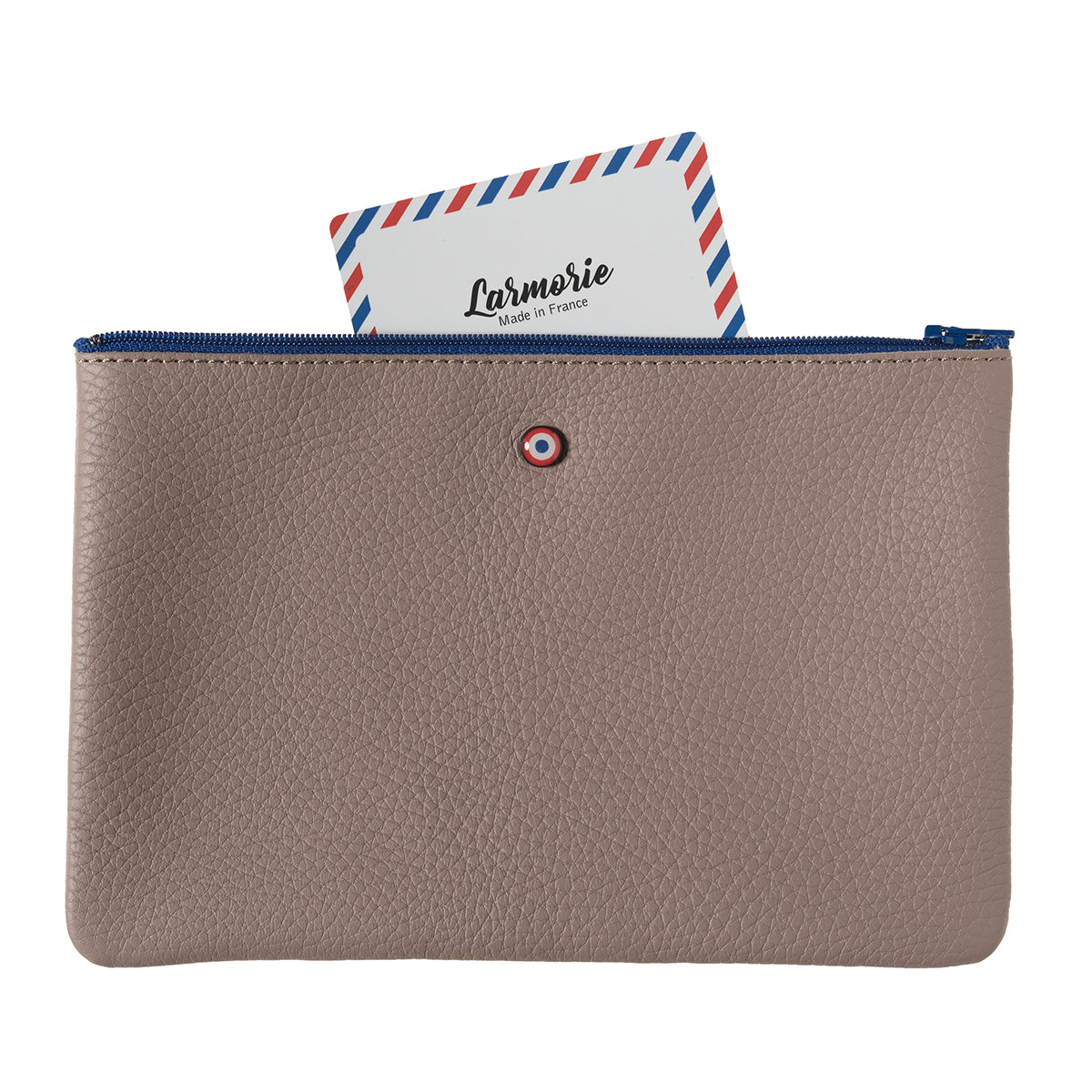 Pochette zippée CAMILLE en cuir de vachette Upcyclé