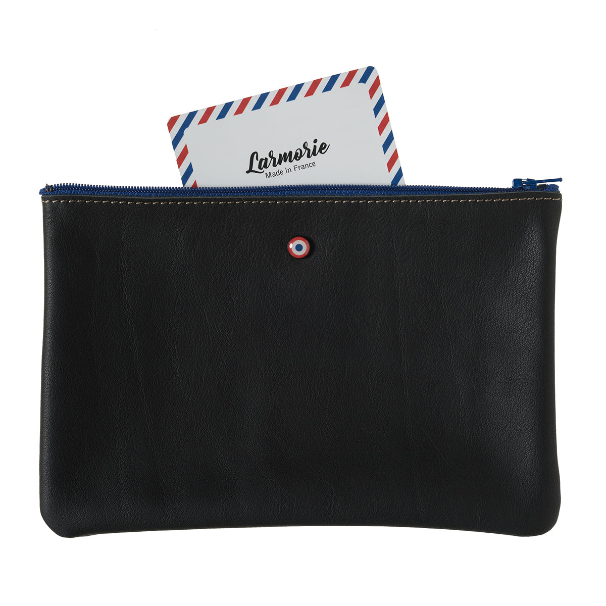 Pochette zippée CAMILLE en cuir de vachette Upcyclé