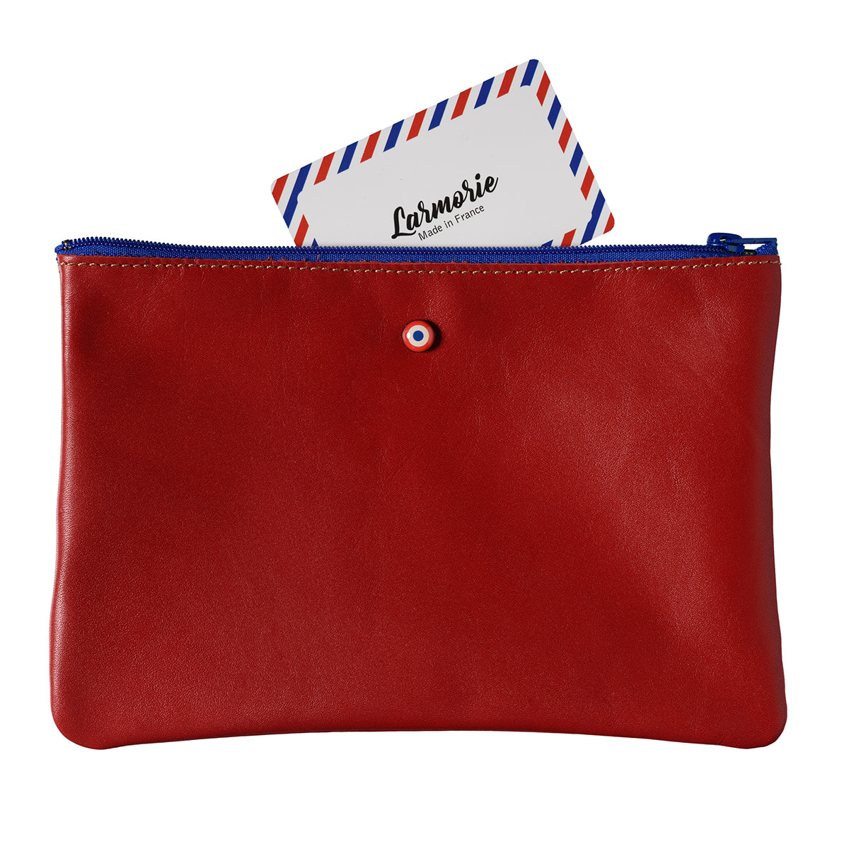 Pochette zippée CAMILLE en cuir de vachette Upcyclé