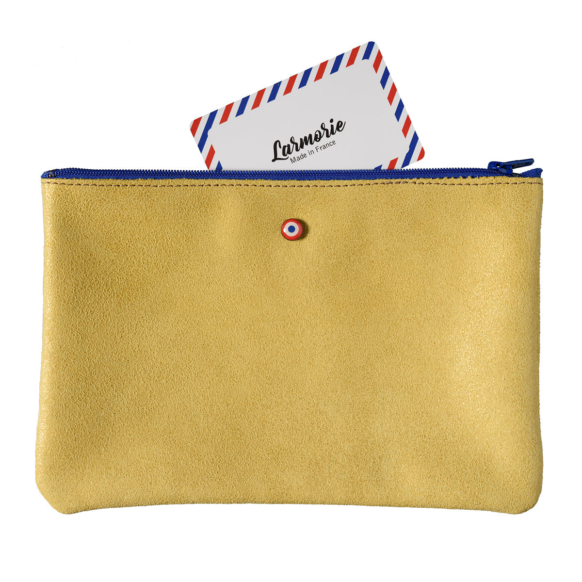 Pochette zippée CAMILLE en cuir de vachette Upcyclé