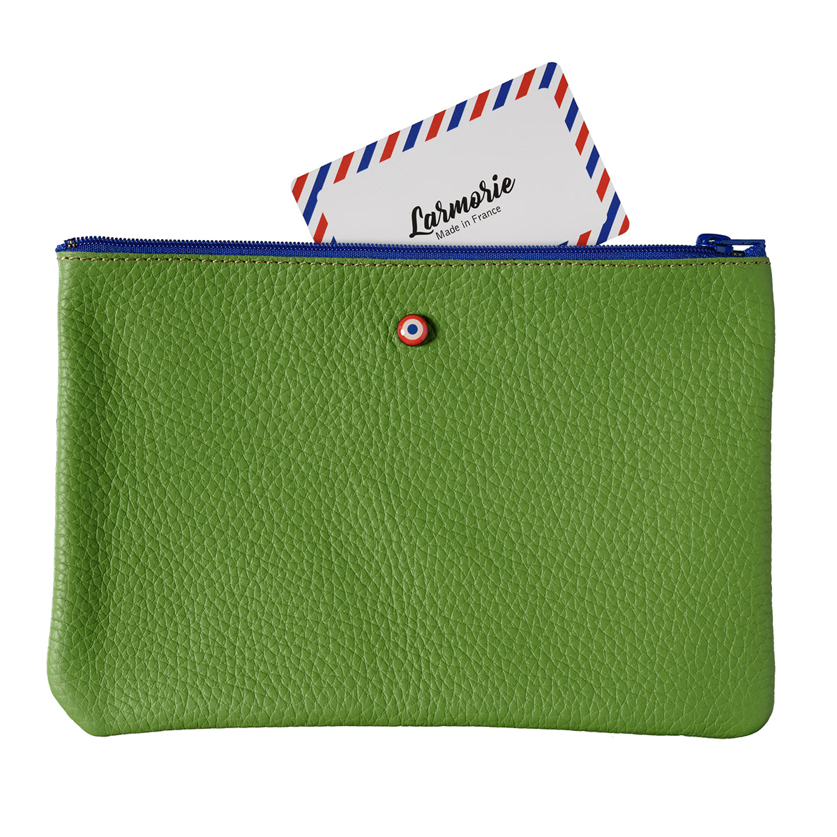 Pochette zippée CAMILLE en cuir de vachette Upcyclé