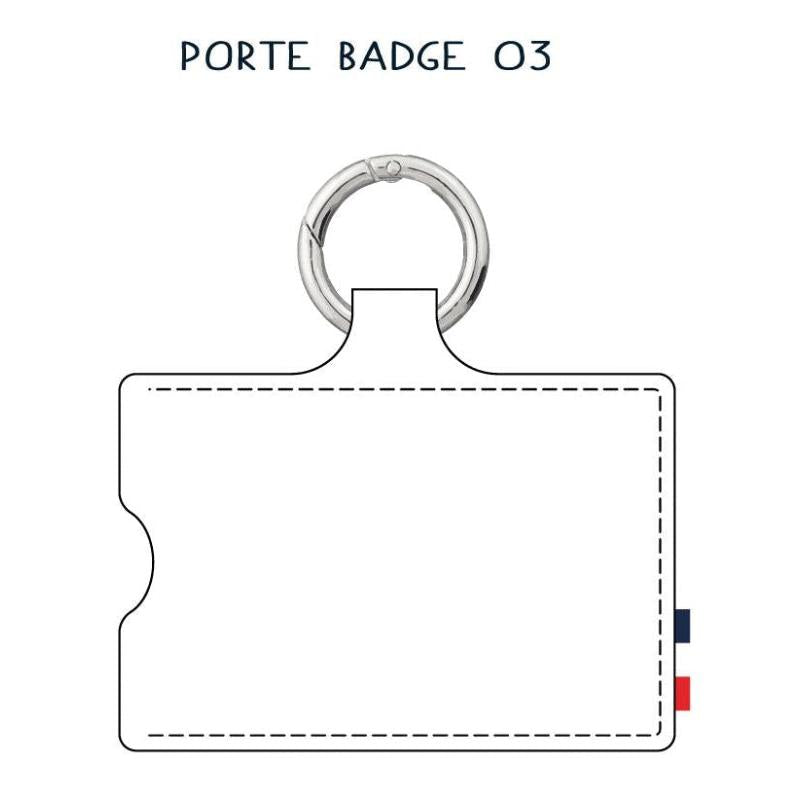 Porte-badge horizontal avec anneau mousqueton en cuir recyclé♻️ personnalisable fabrication France 🇫🇷
