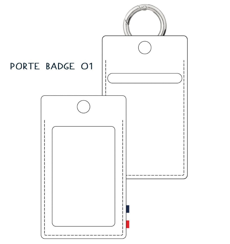 Porte-badge en cuir recyclé personnalisable avec anneau de fixation - Le Cadeau Français