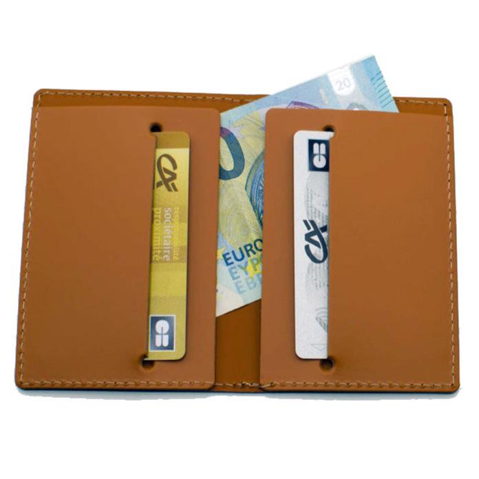 Porte-cartes pliant 4 encoches en cuir recyclé ♻️